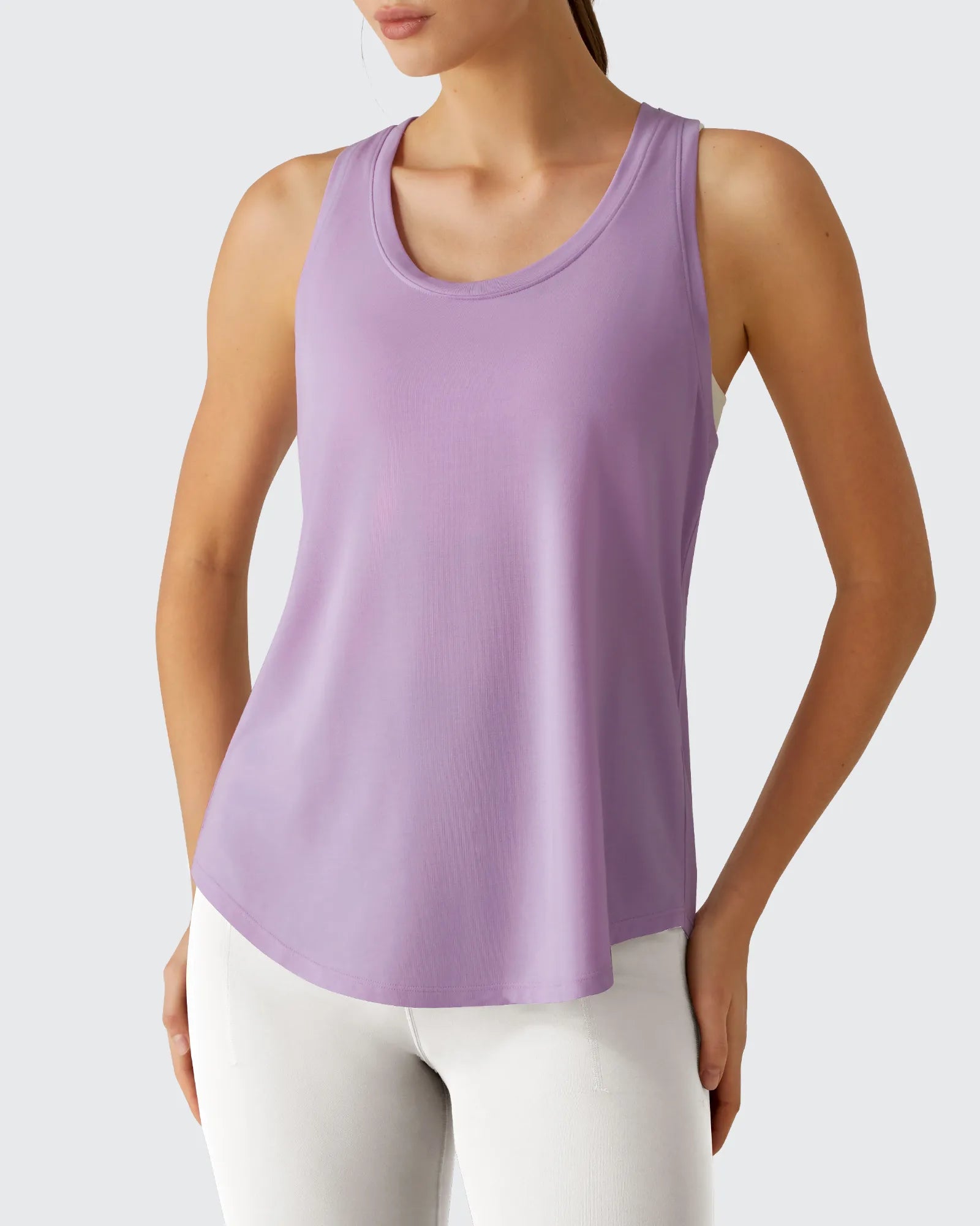 G4Free - Racerback Hip Length Scoop Neck Muscle Tank Tops -GF26L892D016F-XS