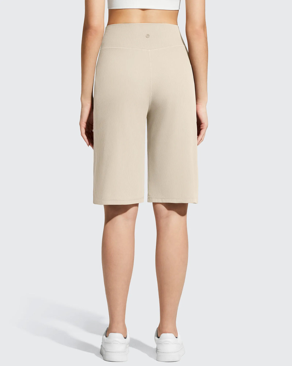 G4Free - Ribbed Bermuda High-Waist Knee Length Shorts 11'' -GF26E763A001F-XS