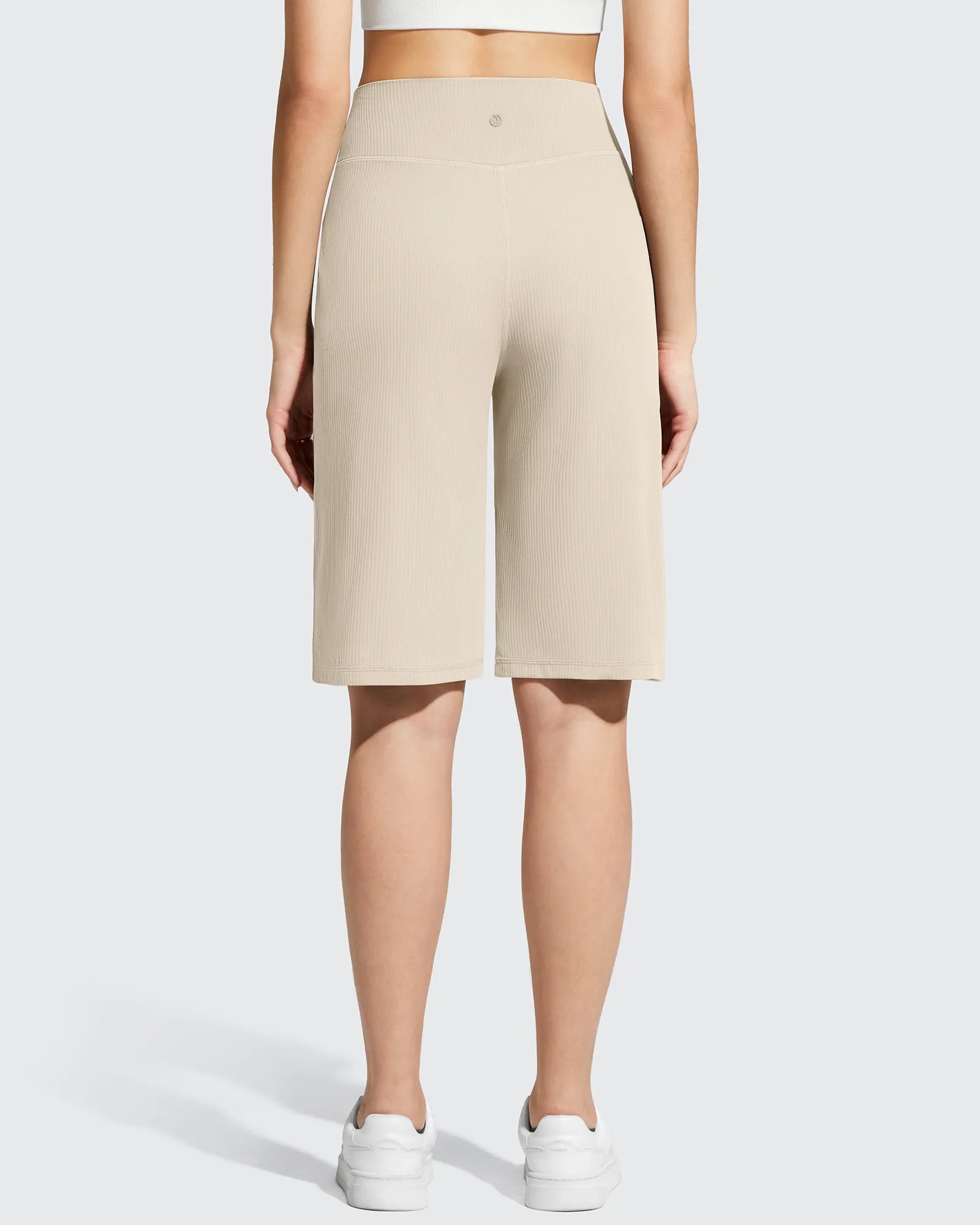 G4Free - Ribbed Bermuda High-Waist Knee Length Shorts 11'' -GF26E763A001F-XS