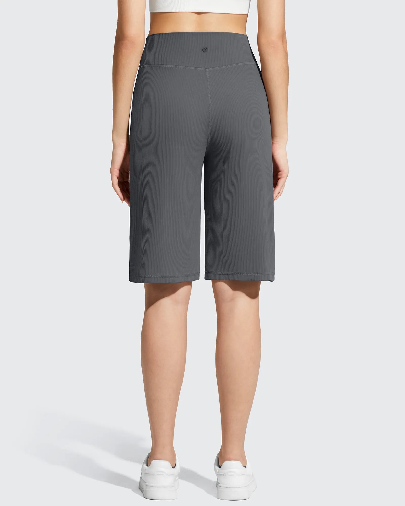 G4Free - Ribbed Bermuda High-Waist Knee Length Shorts 11'' -GF26E763A001F-XS