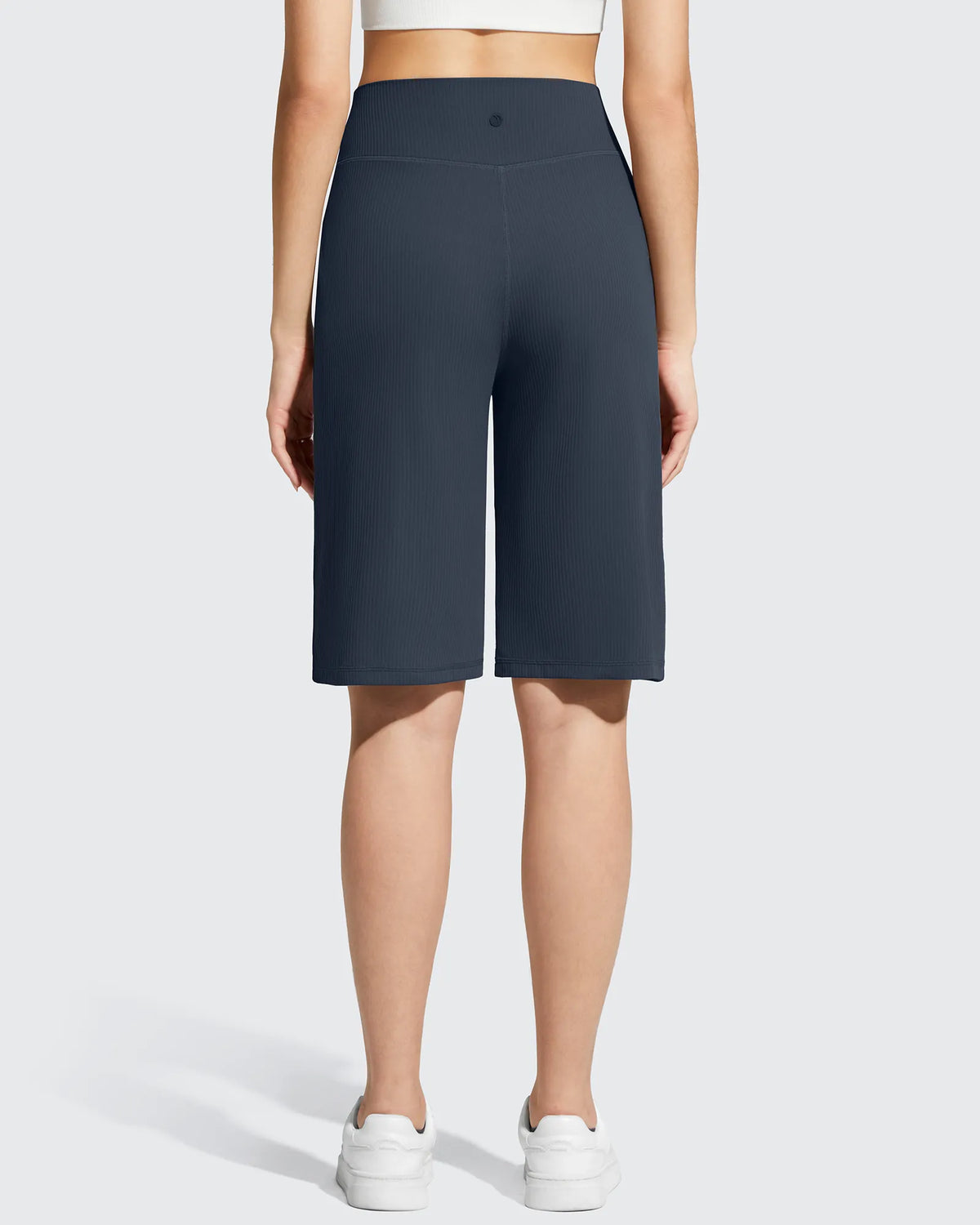 G4Free - Ribbed Bermuda High-Waist Knee Length Shorts 11'' -GF26E763A001F-XS