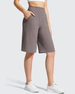 G4Free - Ribbed Bermuda High-Waist Knee Length Shorts 11'' -GF26E763A001F-XS