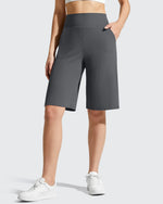 G4Free - Ribbed Bermuda High-Waist Knee Length Shorts 11'' -GF26E763C001F-XS
