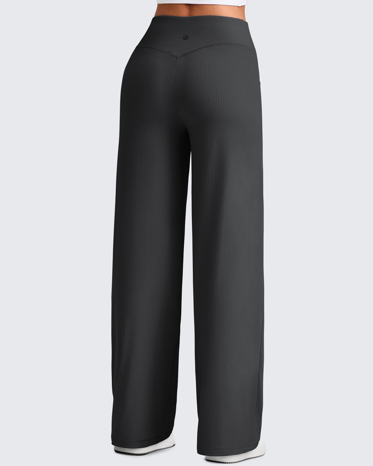 G4Free - Ribbed Cross High-Waist Wide Leg Pants -GF25J505AF-XS