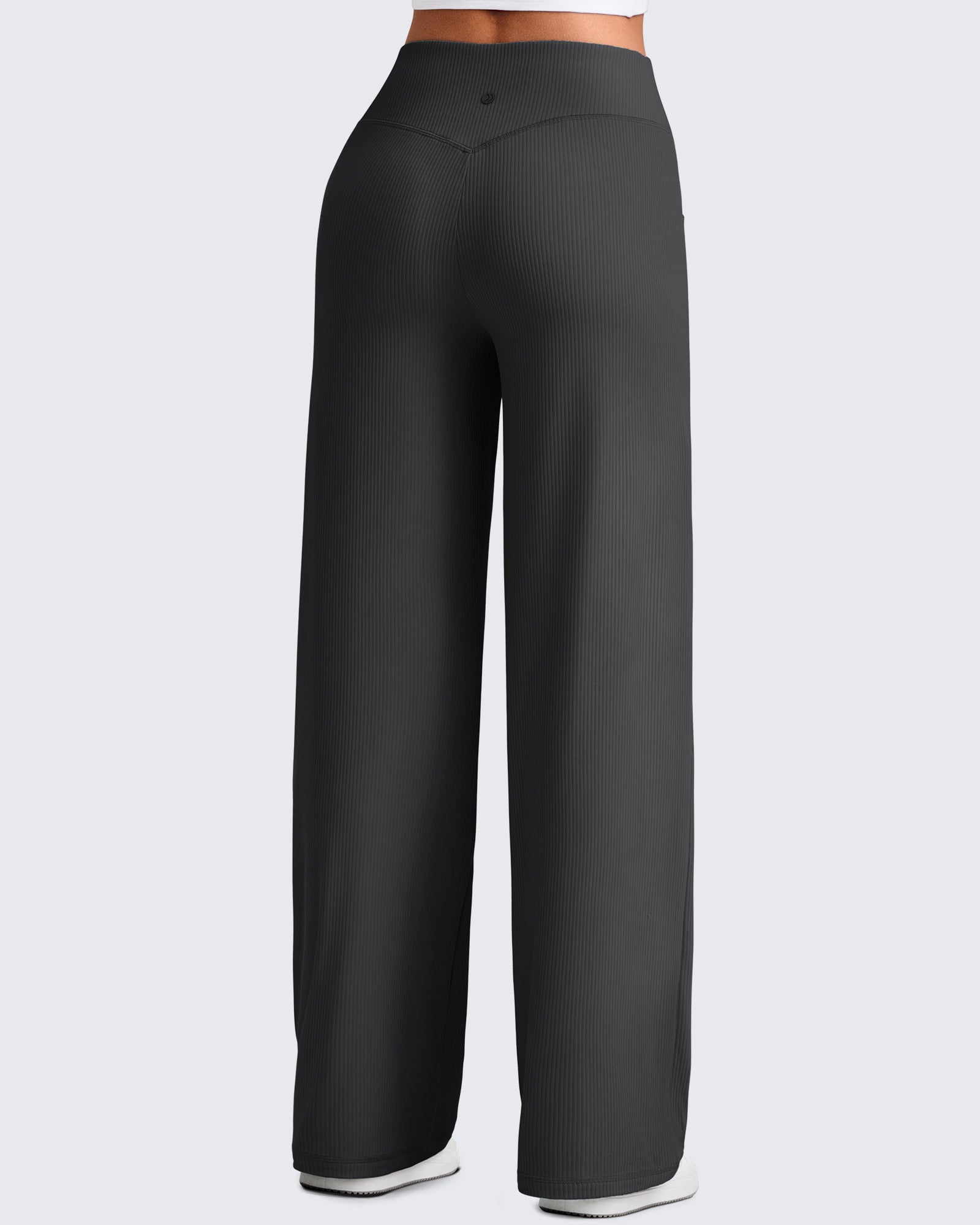 G4Free - Ribbed Cross High-Waist Wide Leg Pants -GF25J505AF-XS