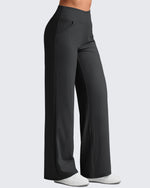 G4Free - Ribbed Cross High-Waist Wide Leg Pants -GF25J505AF-XS
