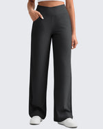 G4Free - Ribbed Cross High-Waist Wide Leg Pants -GF25J505AF-XS