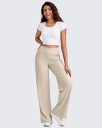G4Free - Ribbed Cross High-Waist Wide Leg Pants -GF25J505AF-XS