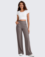 G4Free - Ribbed Cross High-Waist Wide Leg Pants -GF25J505AF-XS