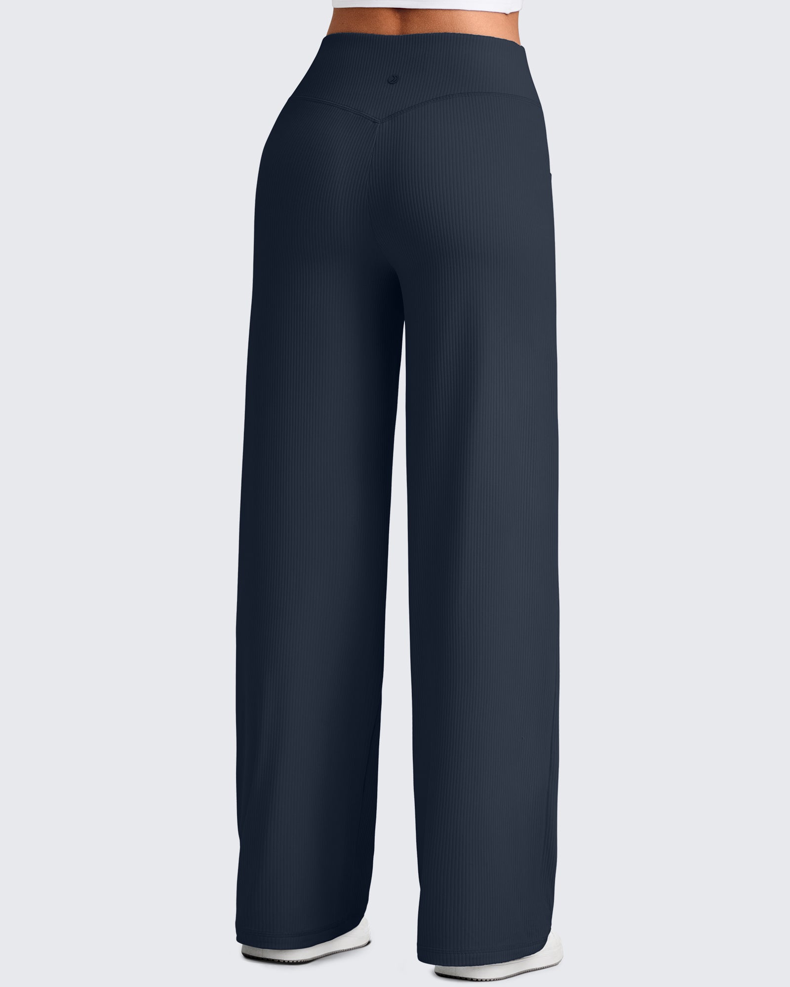 G4Free - Ribbed Cross High-Waist Wide Leg Pants -GF25J505AF-XS