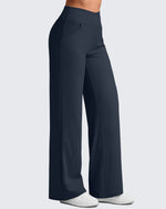 G4Free - Ribbed Cross High-Waist Wide Leg Pants -GF25J505AF-XS