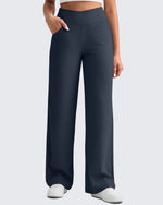 G4Free - Ribbed Cross High-Waist Wide Leg Pants -GF25J505AF-XS
