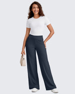 G4Free - Ribbed Cross High-Waist Wide Leg Pants -GF25J505AF-XS