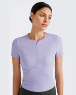 G4Free - Ribbed Half Zip Slim Work Out Short Sleeve -GF25K332AA-S