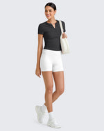 G4Free - Ribbed Half Zip Slim Work Out Short Sleeve -GF25K332AA-S