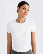 G4Free - Ribbed Half Zip Slim Work Out Short Sleeve -GF25K332AA-S