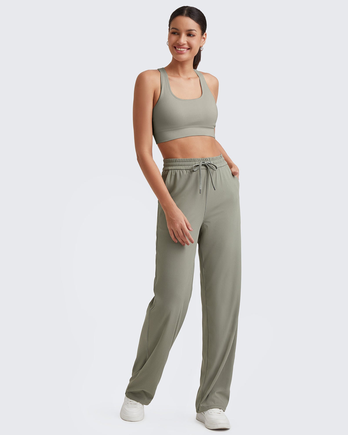 G4Free - Ribbed High-Rise Drawstring Casual Pants -GF24J301AA-S