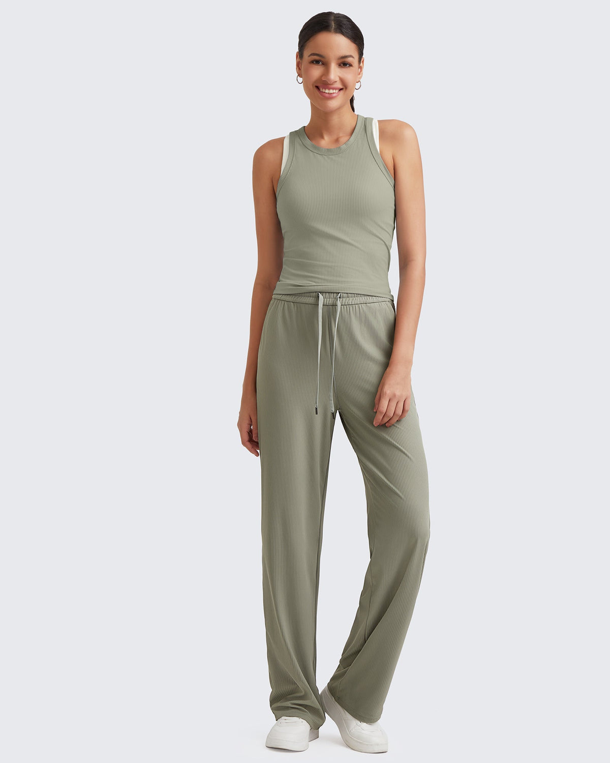 G4Free - Ribbed High-Rise Drawstring Casual Pants -GF24J301AA-S