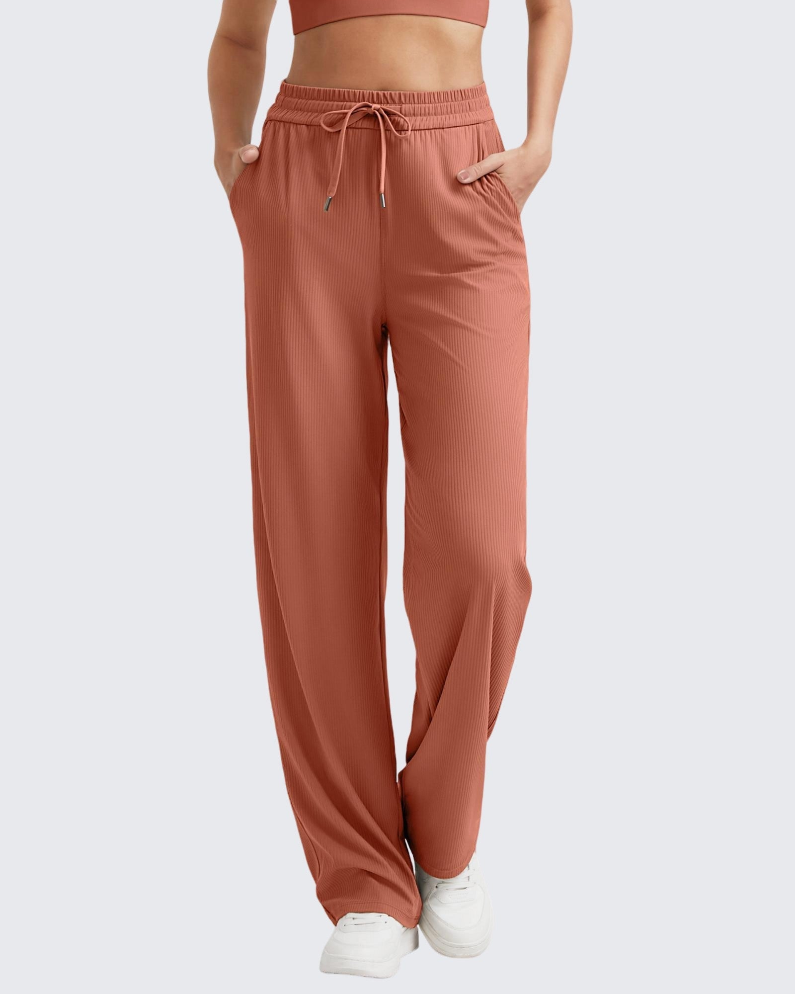 G4Free - Ribbed High-Rise Drawstring Casual Pants -GF24J301AA-S