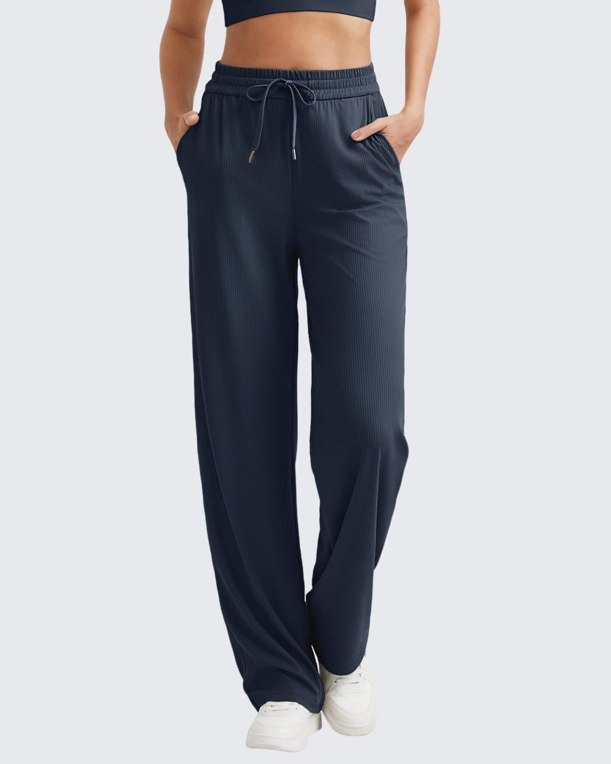 G4Free - Ribbed High-Rise Drawstring Casual Pants -GF24J301BA-S