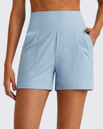 G4Free - Ribbed High-Rise Dressy Casual Shorts -GF25E304AA-S