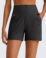G4Free - Ribbed High-Rise Dressy Casual Shorts -GF25E304AA-S