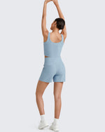 G4Free - Ribbed High-Rise Dressy Casual Shorts -GF25E304AA-S