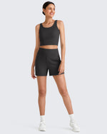 G4Free - Ribbed High-Rise Dressy Casual Shorts -GF25E304AA-S