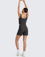 G4Free - Ribbed High-Rise Dressy Casual Shorts -GF25E304AA-S