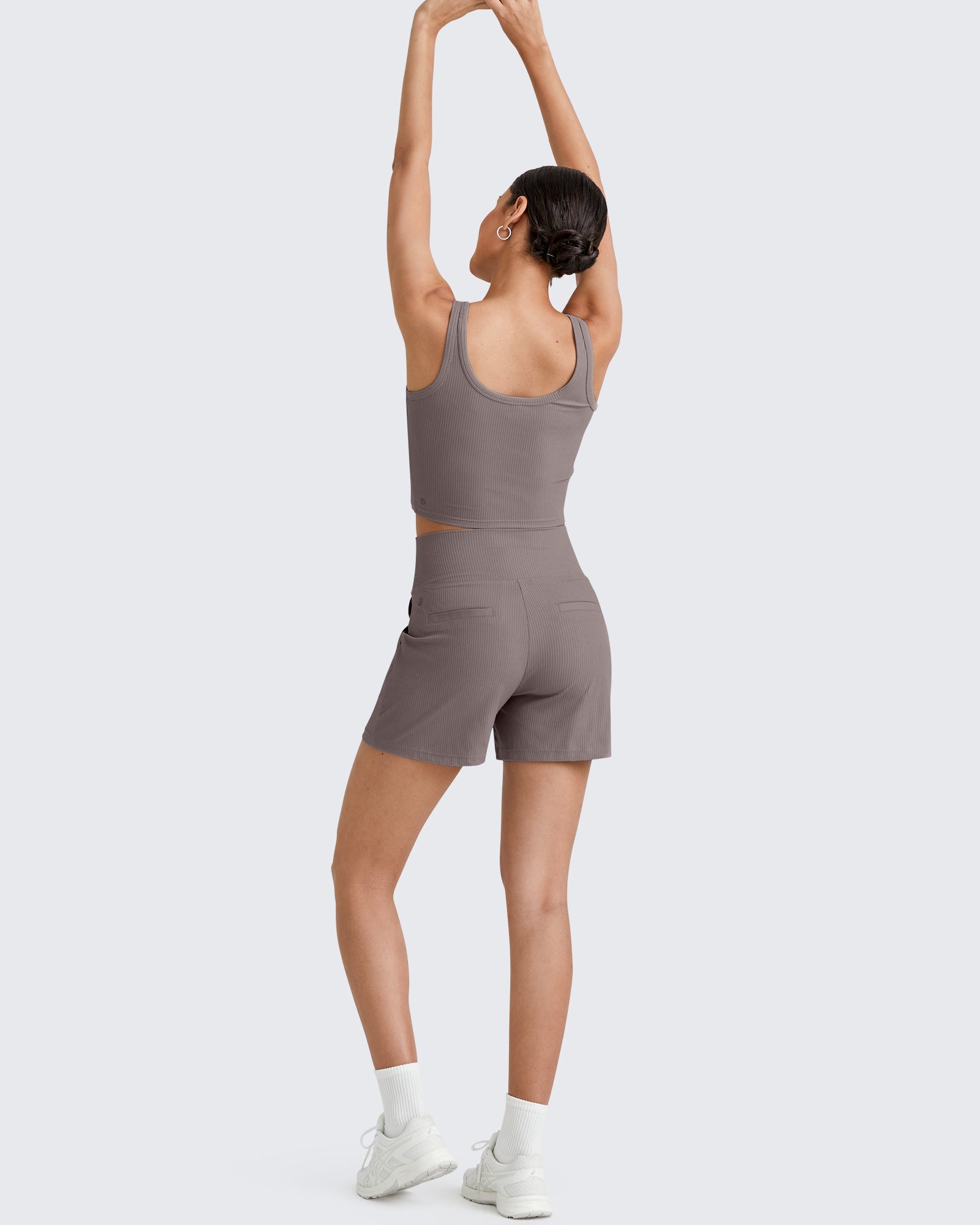 G4Free - Ribbed High-Rise Dressy Casual Shorts -GF25E304AA-S