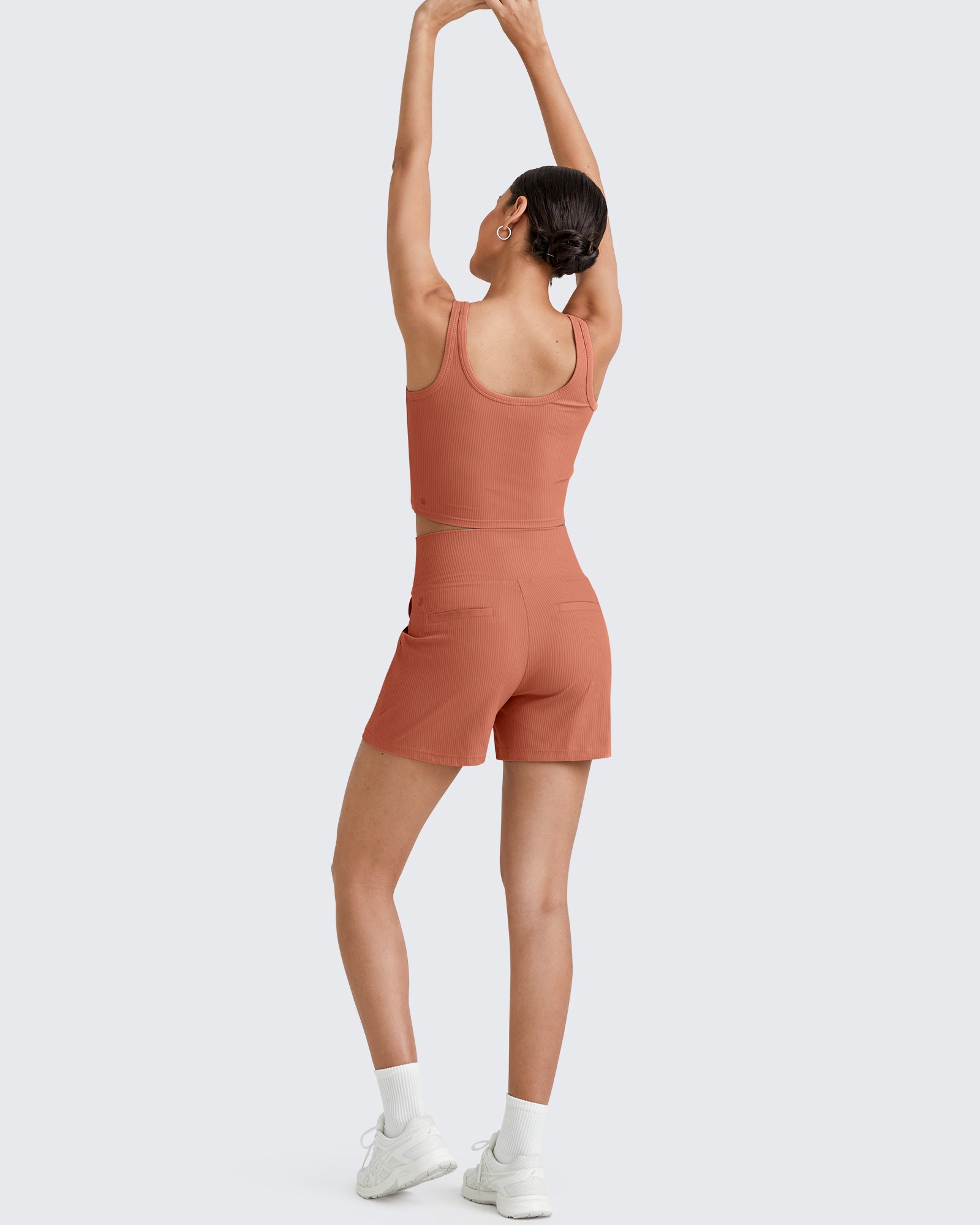 G4Free - Ribbed High-Rise Dressy Casual Shorts -GF25E304AA-S