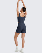 G4Free - Ribbed High-Rise Dressy Casual Shorts -GF25E304AA-S