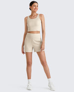 G4Free - Ribbed High-Rise Dressy Casual Shorts -GF25E304CA-S