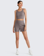 G4Free - Ribbed High-Rise Dressy Casual Shorts -GF25E304DA-S