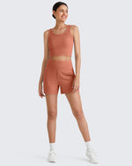 G4Free - Ribbed High-Rise Dressy Casual Shorts -GF25E304GA-S