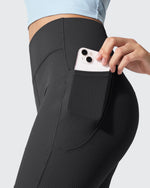 G4Free - Ribbed High Waisted Pockets Bootcut Leggings -GF25A568AA-S