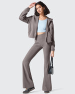 G4Free - Ribbed High Waisted Pockets Bootcut Leggings -GF25A568AA-S