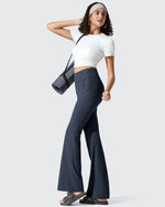 G4Free - Ribbed High Waisted Pockets Bootcut Leggings -GF25A568AA-S