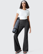 G4Free - Ribbed High Waisted Pockets Bootcut Leggings -GF25A568AA-S