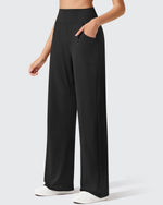 G4Free - Ribbed Knit High Waist Wide Leg Yoga Pants -GF25J650AA-S