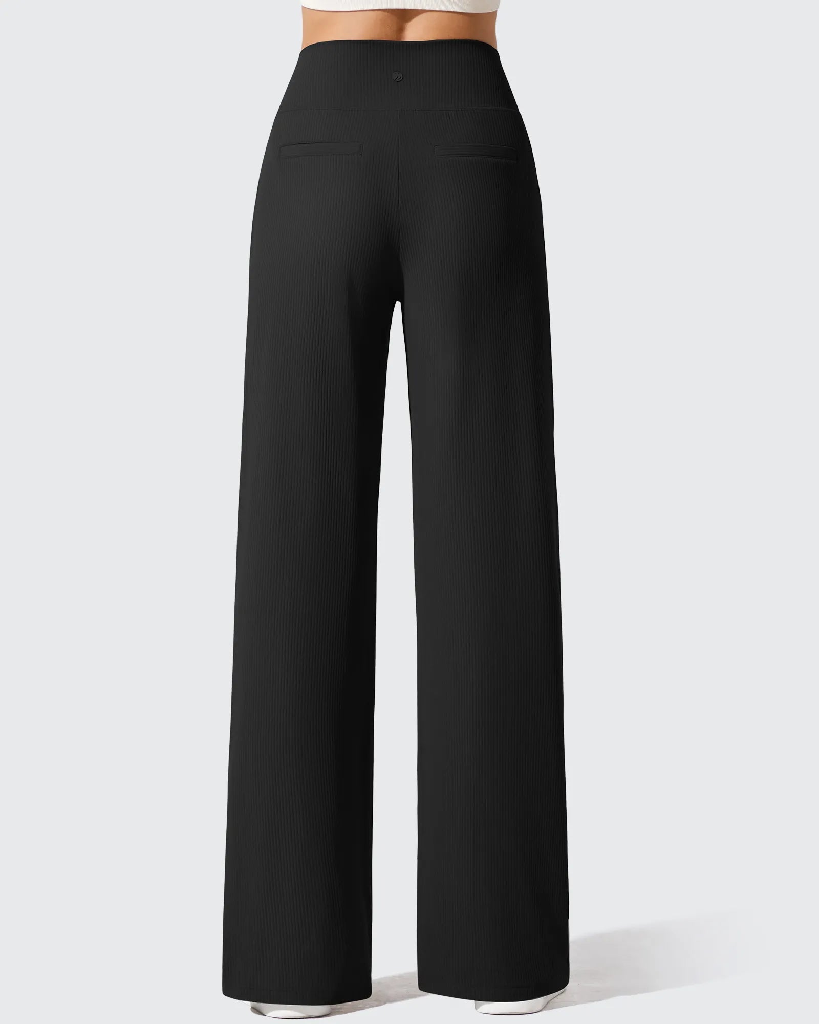 G4Free - Ribbed Knit High Waist Wide Leg Yoga Pants -GF25J650AA-S