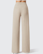 G4Free - Ribbed Knit High Waist Wide Leg Yoga Pants -GF25J650AA-S