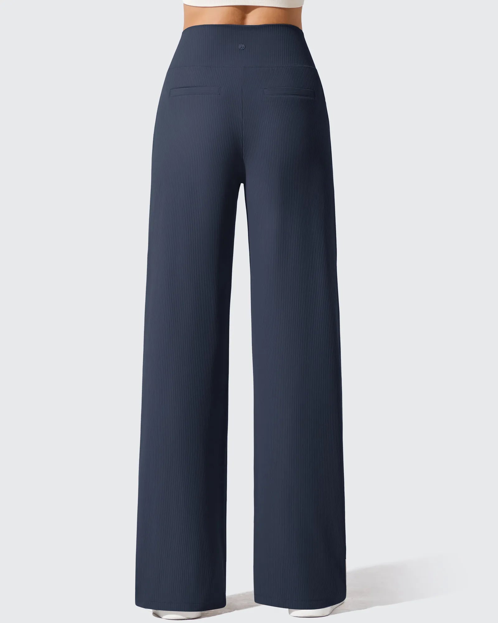 G4Free - Ribbed Knit High Waist Wide Leg Yoga Pants -GF25J650AA-S