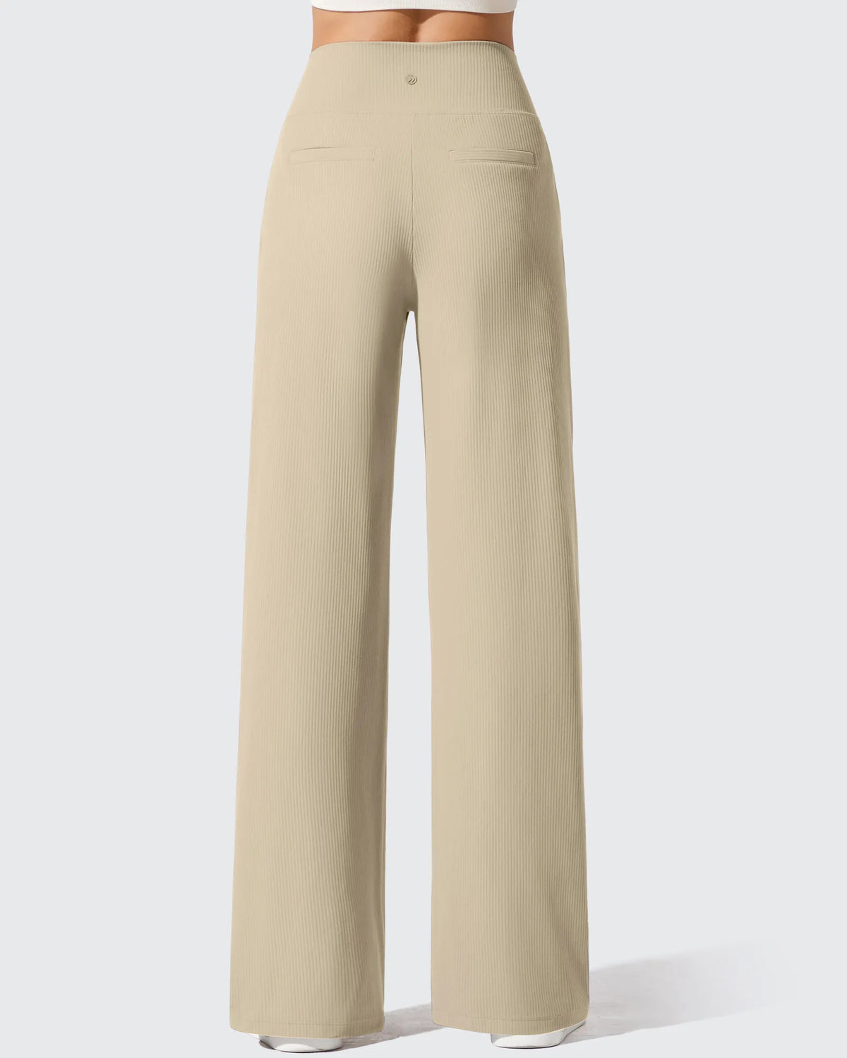 G4Free - Ribbed Knit High Waist Wide Leg Yoga Pants -GF25J650AA-S