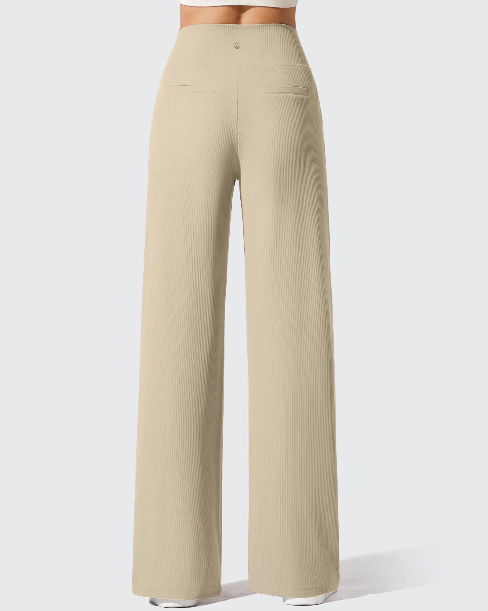 G4Free - Ribbed Knit High Waist Wide Leg Yoga Pants -GF25J650AA-S
