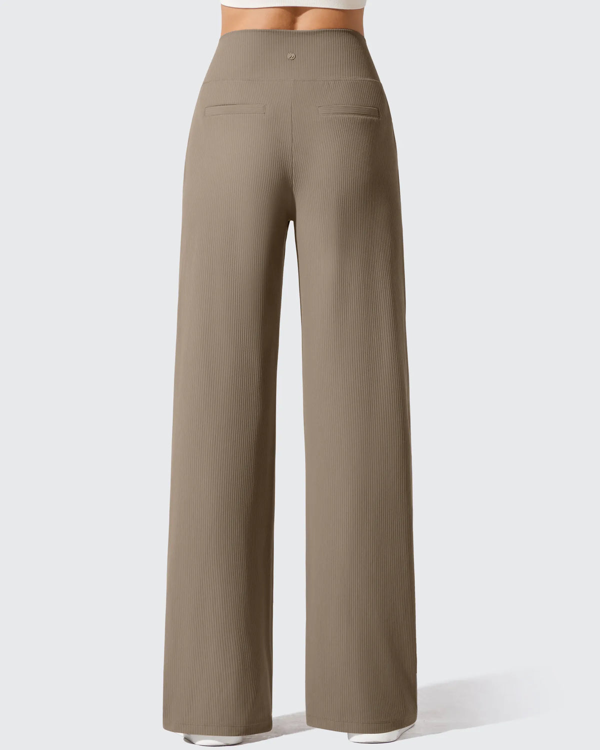 G4Free - Ribbed Knit High Waist Wide Leg Yoga Pants -GF25J650AA-S