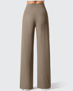 G4Free - Ribbed Knit High Waist Wide Leg Yoga Pants -GF25J650AA-S