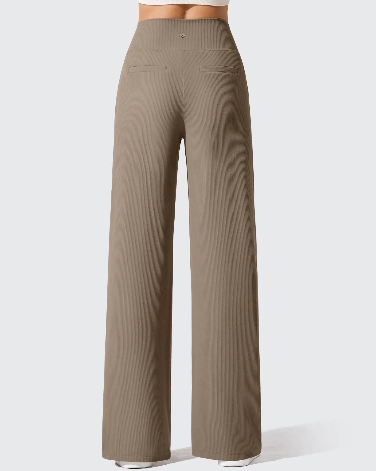 G4Free - Ribbed Knit High Waist Wide Leg Yoga Pants -GF25J650AA-S