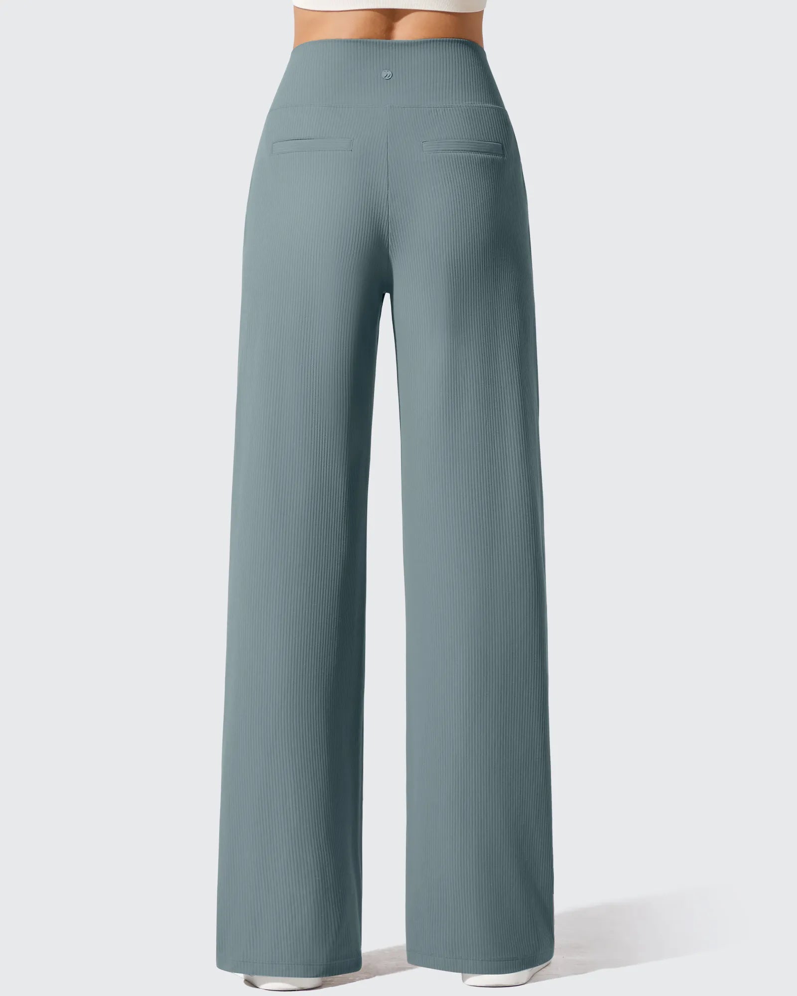 G4Free - Ribbed Knit High Waist Wide Leg Yoga Pants -GF25J650AA-S