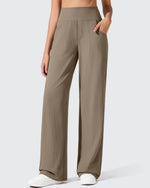 G4Free - Ribbed Knit High Waist Wide Leg Yoga Pants -GF25J650AA-S